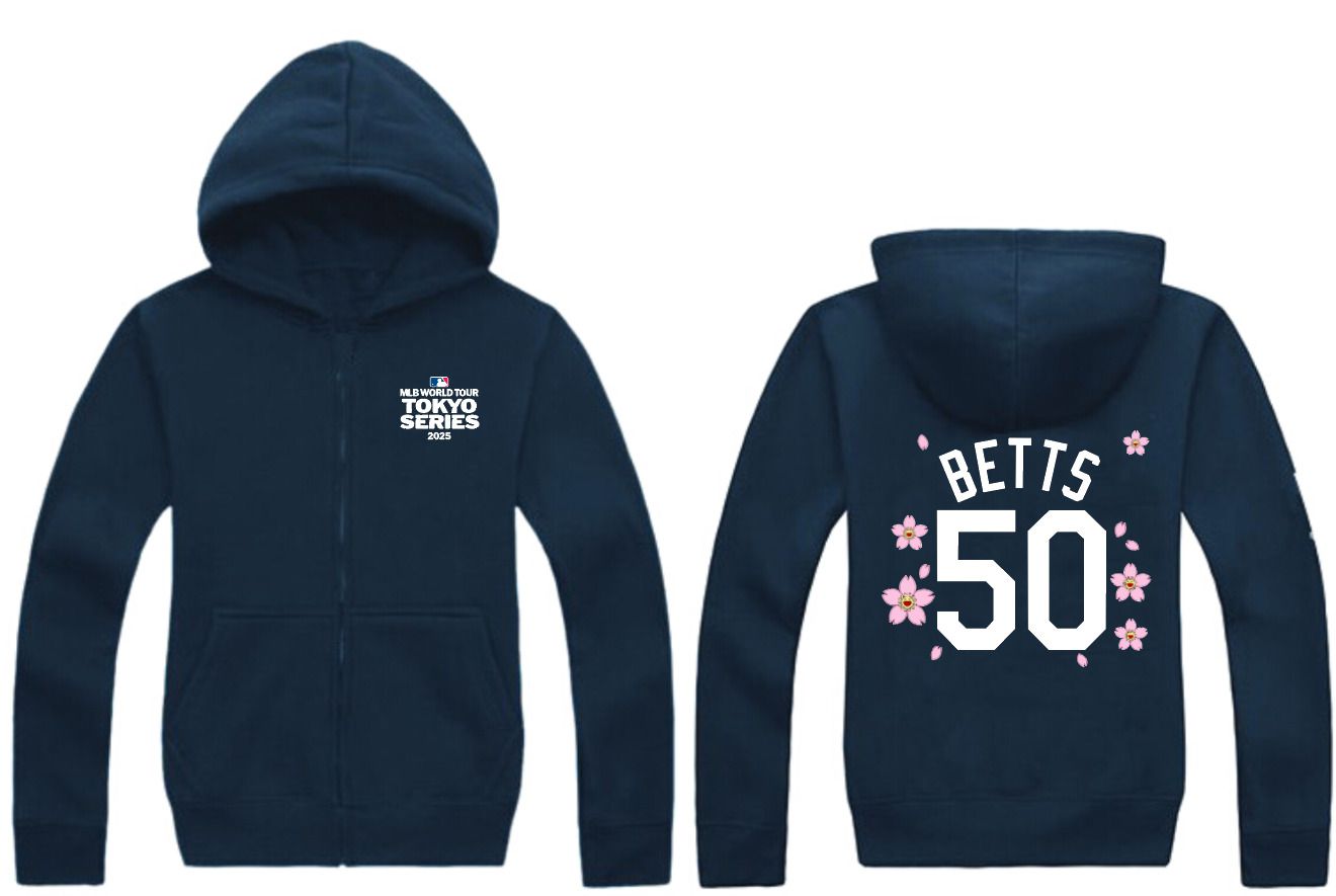 Men Los Angeles Dodgers #50 Betts Dark Blue Zipper hoodie 2025 MLB Jersey style 1->los angeles dodgers->MLB Jersey